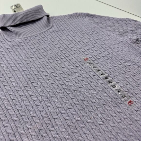 Woman's Anne Klein Sport Cable-Knit Purple Luxury Ribbed Turtleneck Pullover 2XL - Picture 2 of 9